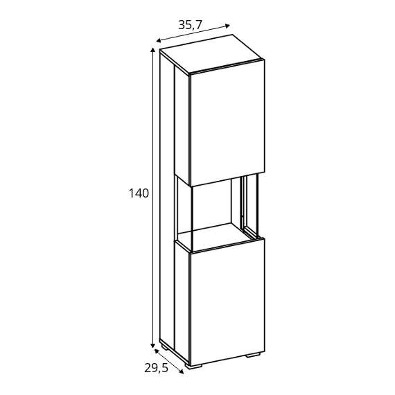 Vitrineskap Ava 36x140 cm - Svart - Veggmontert
