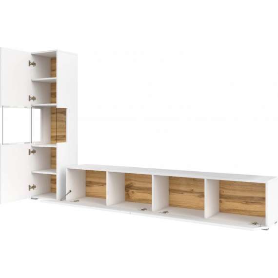 Tv-seksjon Ava 216x140 cm - Hvit - Veggmontert