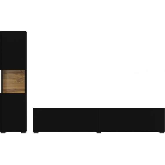 Tv-seksjon Ava 216x140 cm - Svart - Veggmontert
