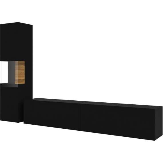 Tv-seksjon Ava 216x140 cm - Svart - Veggmontert