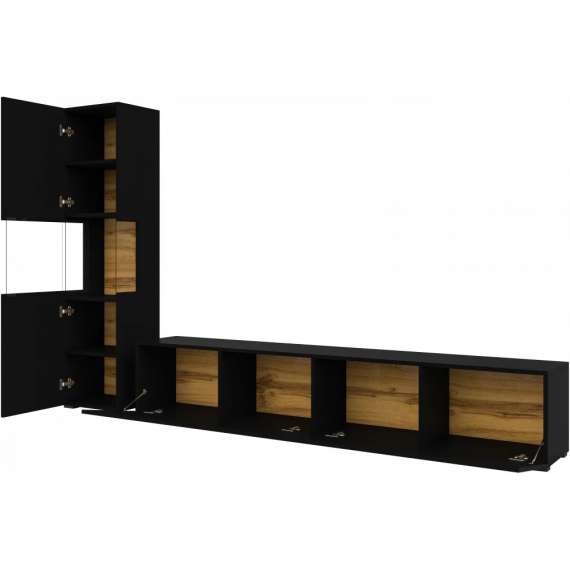 Tv-seksjon Ava 216x140 cm - Svart - Veggmontert