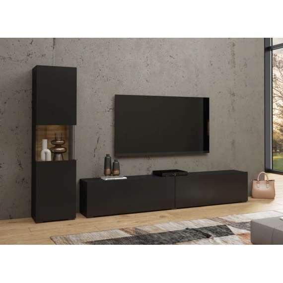 Tv-seksjon Ava 216x140 cm - Svart - Veggmontert