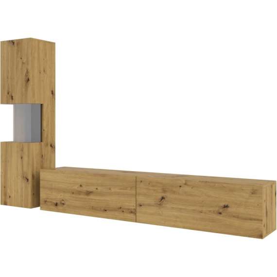 Tv-seksjon Ava 216x140 cm - Eik - Veggmontert