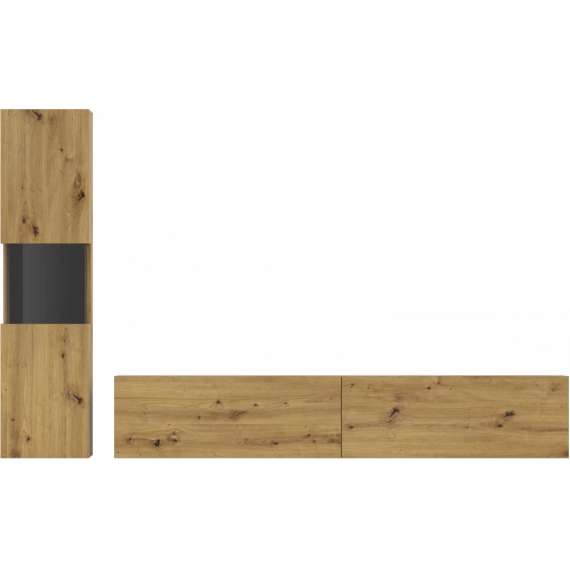 Tv-seksjon Ava 216x140 cm - Eik - Veggmontert