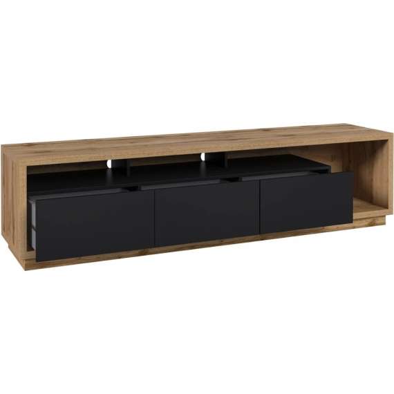 Tv-benk Celine 200x50 cm - Eik - Svart matt