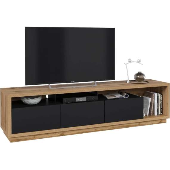 Tv-benk Celine 200x50 cm - Eik - Svart matt
