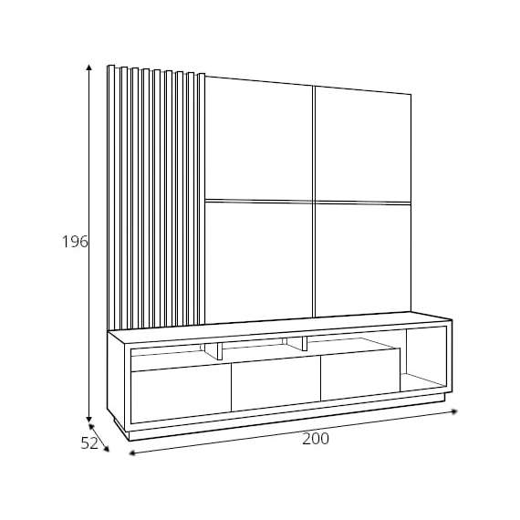 Tv-benk Celine 200x50 cm - med veggplate/spiler