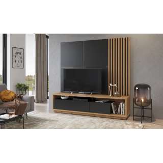 Tv-benk Celine 200x50 cm - med veggplate/spiler