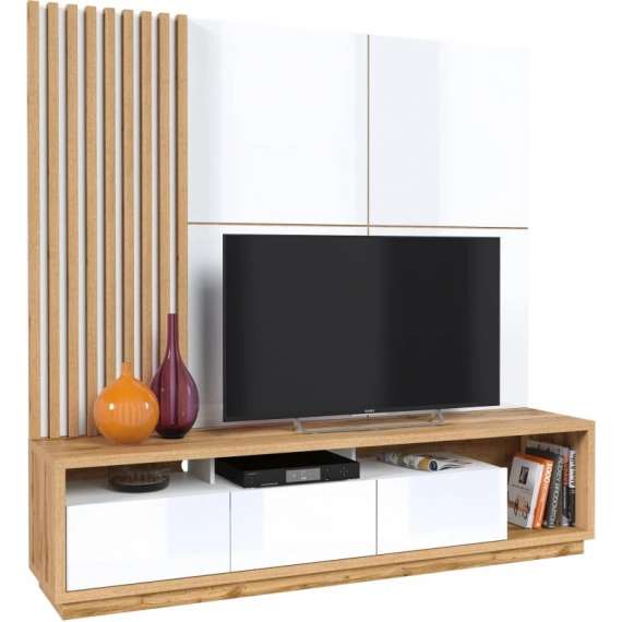 Tv-benk Celine 200x50 cm - med veggplate/spiler