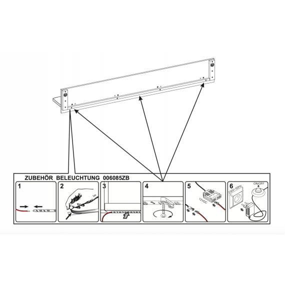 Hylle Portland 160 cm - Eikefiner - med belysning