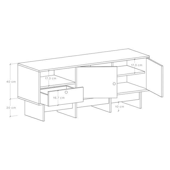 Tv-benk Kabe KTV2 125-180x60 cm - flere farger - 2 dører