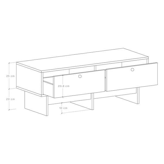 Tv-bord Kabe KNTV1 90-120x45 cm - flere farger - 2 skuffer