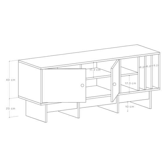 Tv-bord Kabe KTV2W 125-180x60 cm - flere farger - 2 dører - Hyller