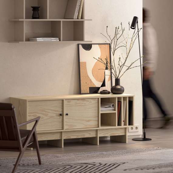 Tv-bord Kabe KTV2W 125-180x60 cm - flere farger - 2 dører - Hyller