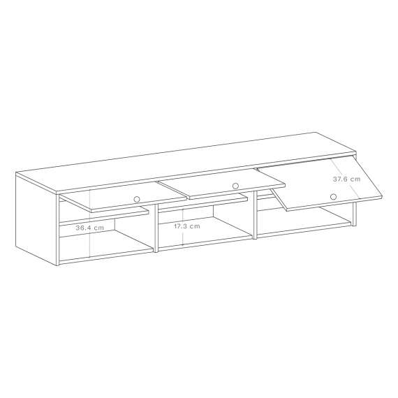 Veggskap Kabe PWK03 125-180x40 cm - 3 dører - flere farger