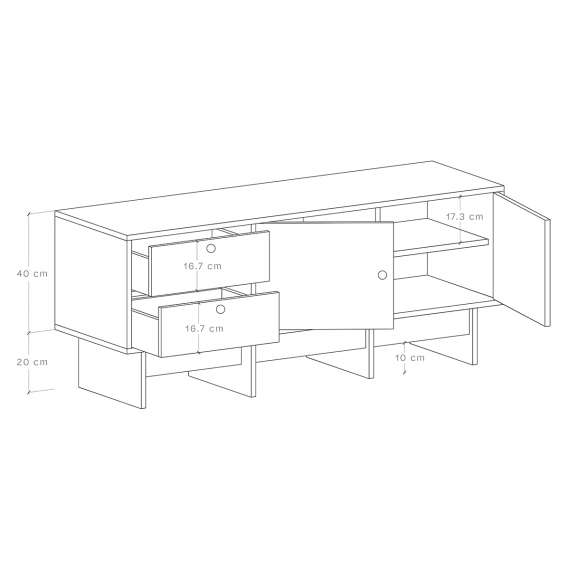 Tv-benk Kabe KTV2S 125-180x60 cm - flere farger - 2 dører - 2 skuffer