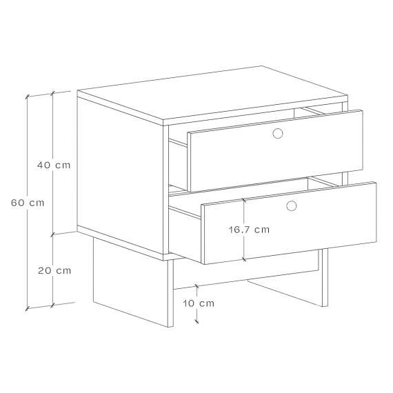 Nattbord Kabe SNK02 - 2 skuffer - Flere farger