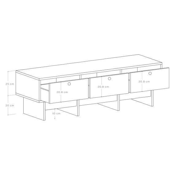 Tv-benk Kabe KNTV2 125-180x45 cm - Flere farger - 3 skuffer
