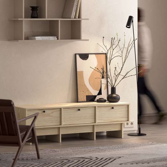 Tv-benk Kabe KNTV2 125-180x45 cm - Flere farger - 3 skuffer