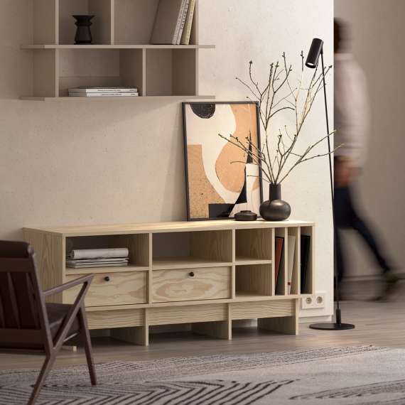 Tv-benk Kabe KTV2SW 125-180x60 cm - flere farger - 2 skuffer