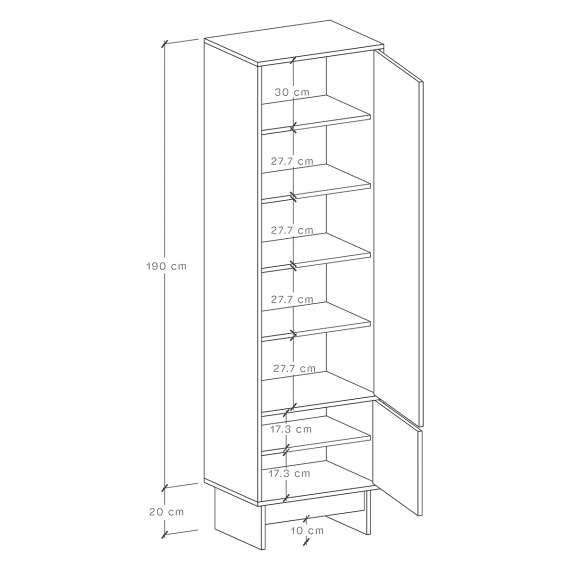 Skap Kabe SK02 40-60x210 cm - 2 dører -  flere farger