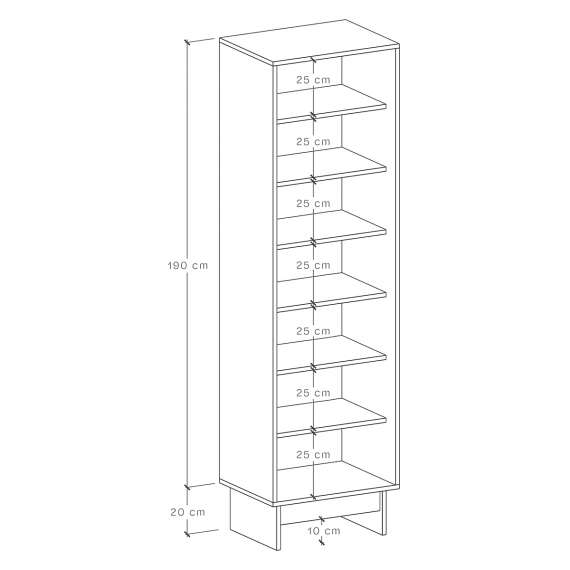 Reol Kabe SK04 40-70x210 cm - flere farger - Bokhylle