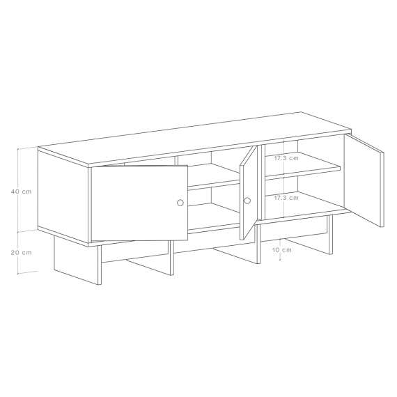 Tv-benk Kabe KTV3 125-180x60 cm - Flere farger - 3 dører