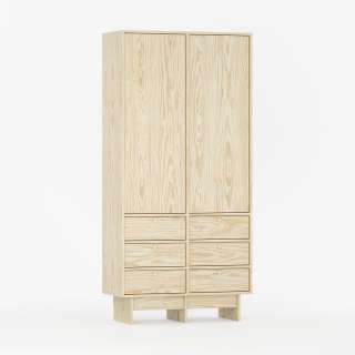 Garderobe Kabe SZK03 90-120x210 cm - Flere farger - 2 dører - 6 skuffer