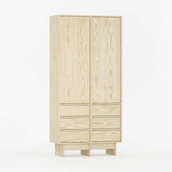 Garderobe Kabe SZK03 90-120x210 cm - Flere farger - 2 dører - 6 skuffer