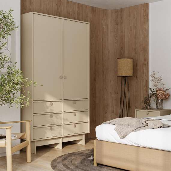 Garderobe Kabe SZK03 90-120x210 cm - Flere farger - 2 dører - 6 skuffer