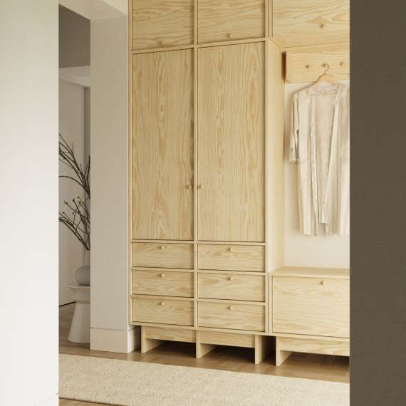Garderobe Kabe SZK03 90-120x210 cm - Flere farger - 2 dører - 6 skuffer