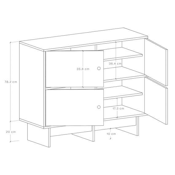 Skjenk Kabe KK01 90-120x98 cm - flere farger - 4 dører