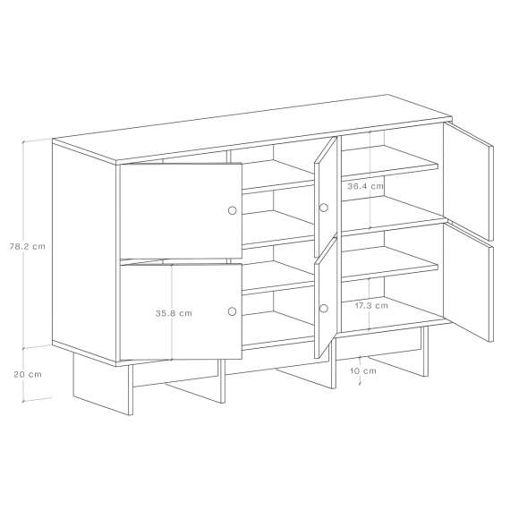 Tv-benk Kabe KK04 125-180x98 cm - Flere farger - 6 dører