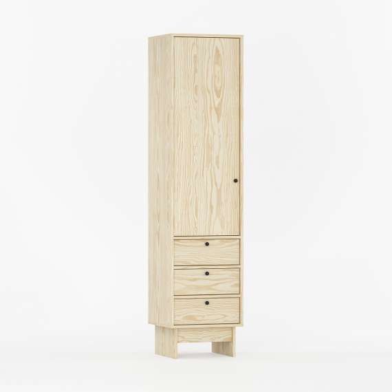 Skap Kabe SK03 40-60x210 cm - 1 dør - 3 skuffer -  flere farger