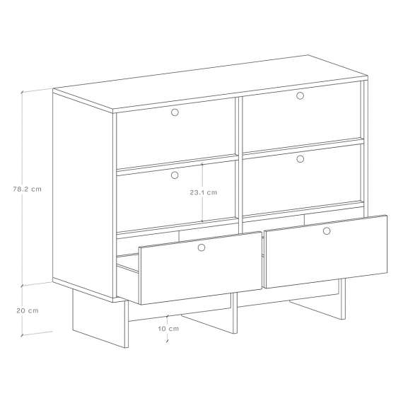 Skjenk Kabe KK02 90-120x98 cm - flere farger - 6 skuffer
