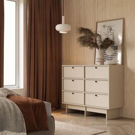 Skjenk Kabe KK02 90-120x98 cm - flere farger - 6 skuffer