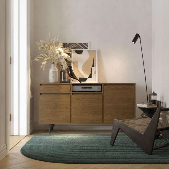 Skjenk Fenris 150-180x79 cm - Flere farger - 3 dører - Høy - med ben