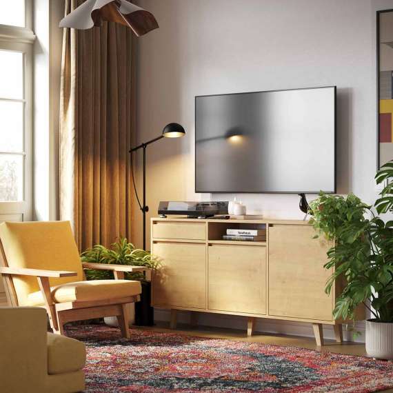 Skjenk Fenris 150-180x79 cm - Flere farger - 3 dører - Høy - med ben