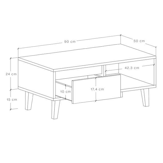 Stuebord Fenris 90x39 cm - Velg farge selv - med ben og skuff