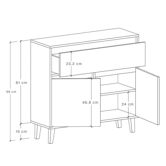 Skjenk Fenris 65-120x96 cm - 2 dører - Velg bredde og farge selv