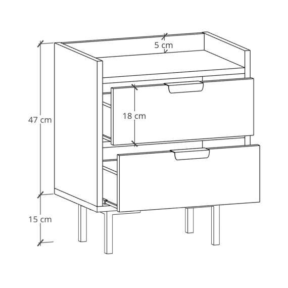 Nattbord Sigi 30-70x62 cm - 2 skuffer - Velg farge og bredde selv