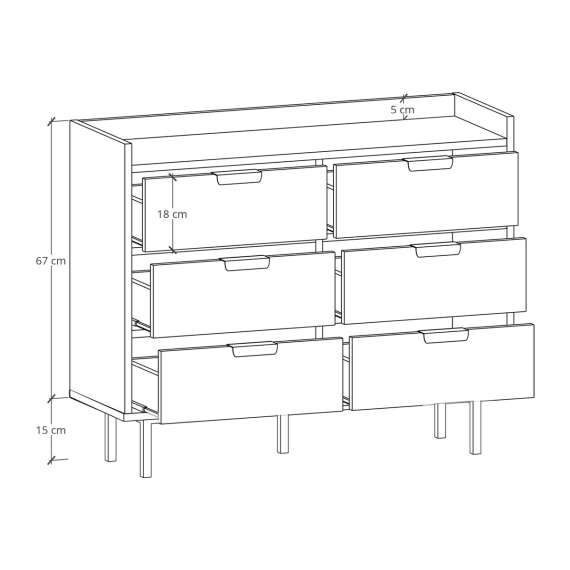 Kommode Sigi 100-140x82 cm - 6 skuffer - Velg farge og bredde selv