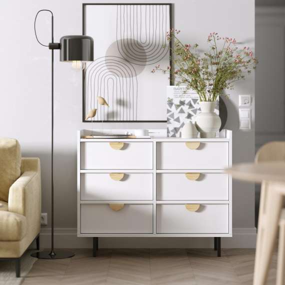 Kommode Sigi 100-140x82 cm - 6 skuffer - Velg farge og bredde selv