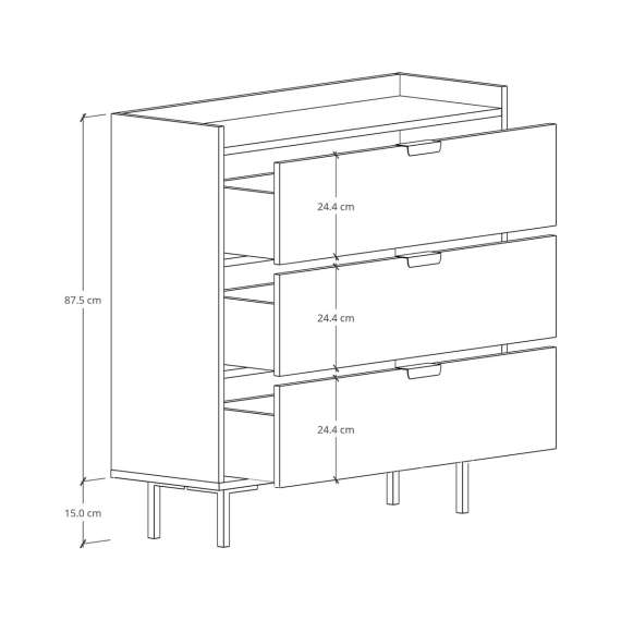 Kommode Sigi 40-120x103 cm - 3 skuffer - Velg farge og bredde selv