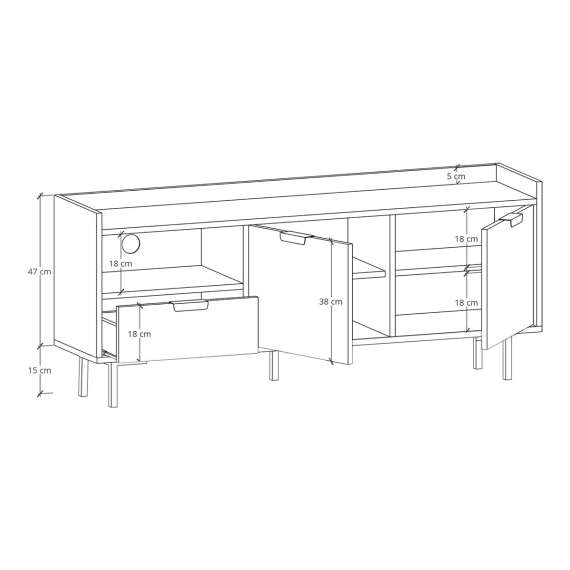 Tv-benk Sigi 150-180x62 cm - med ben -  Velg farge og bredde selv