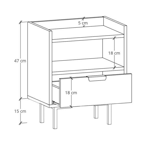 Nattbord Sigi 30-70x62 cm - med ben - Velg farge og bredde selv