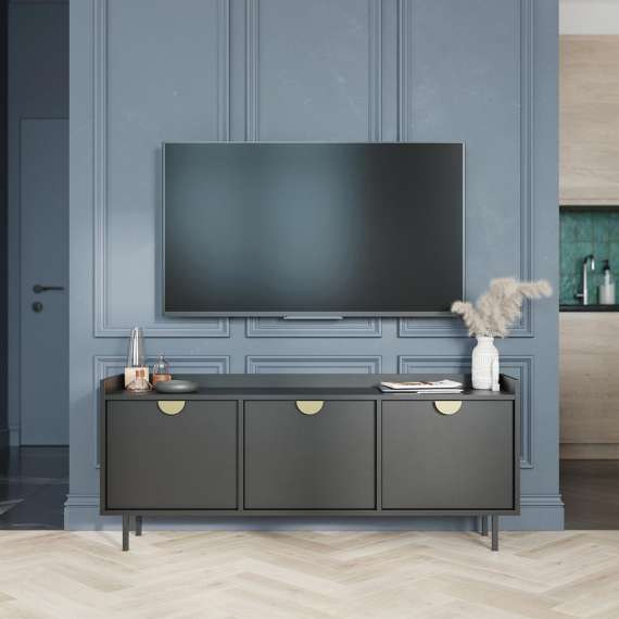 Tv-benk Sigi 150-180x62 cm - med ben -  3 dører