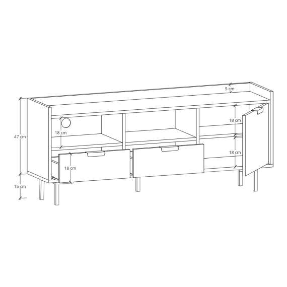 Tv-benk Sigi 150-180x62 cm - med ben -  Flere farger