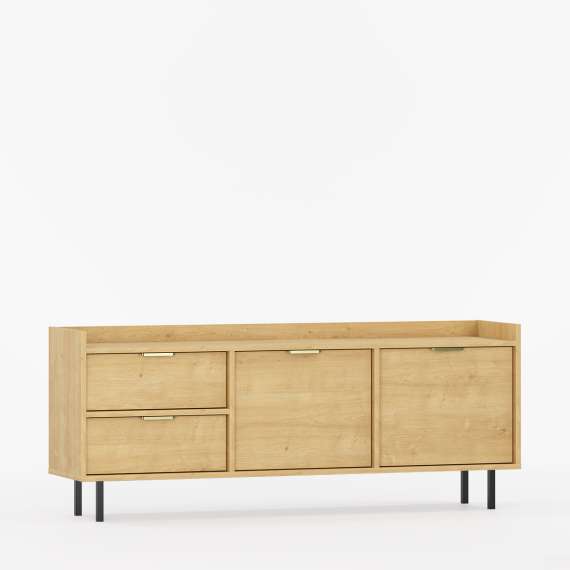 Sigi tv-benk 150-180x62 cm - med ben -  2 dører - 2 skuffer