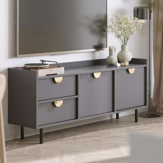 Sigi tv-benk 150-180x62 cm - med ben -  2 dører - 2 skuffer